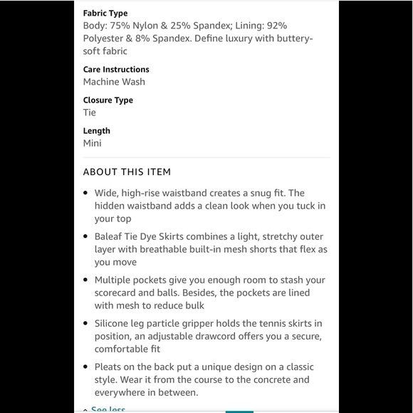 💜BALEAF HIGH RISE SKIRT/SKORT-TIE DYE PURPLE💜 - Picture 15 of 16